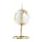 White & Gold Aluminum Tabletop Globe in Arrow Stand